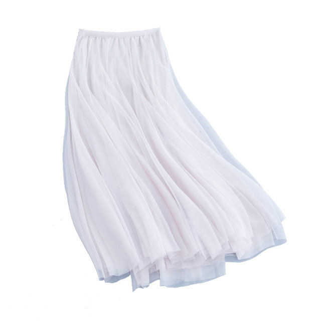 Clear solid color mesh large skirt Mori girl