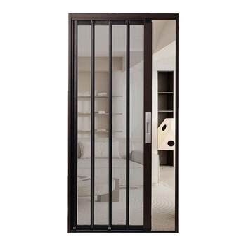 Diamond mesh folding screen door new push-pull anti-theft