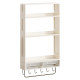 Narrow storage rack behind bathroom door
