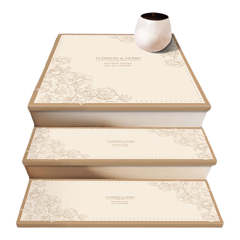 Light luxury solid wood self-adhesive non-slip stair step mat