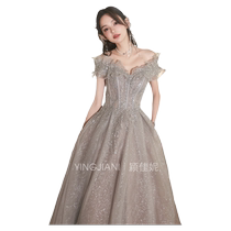 High-end French evening dress for women 2024 new high-end sense art test light luxury niche banquet host adult dress