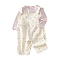 Banxidi Girls Autumn Clothing Set 2024 New Style Baby Bottoming Shirt Baby Overalls Childrens Two-piece Set