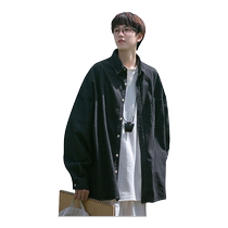 Denim shirt mens jacket spring and autumn high-end blue loose large size summer short-sleeved trendy casual long-sleeved shirt