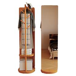 Gu Jia Home Furniture Solid Wood Rotating Dressing Mirror and Coat Rack Integrated Floor-Standing Clothes Rack Full-Length Mirror Fitting Mirror