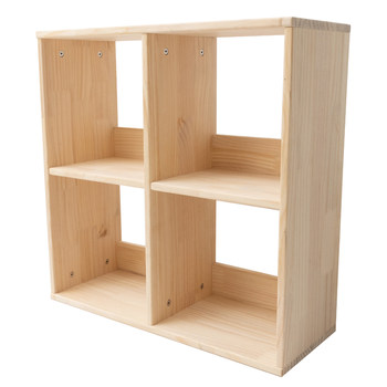 Customized cabinet solid wood lattice cabinet four-grid floor-standing bookcase children's pine bookcase toy storage shelf custom made