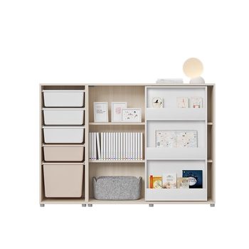 Hansem hansem children's bookcase solid wood sliding door cabinet nordic bookshelf with paintboard montessori learning storage