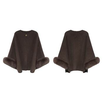 Eryang design mountain has wood detachable fox fur sleeves double-sided wool coat women's elegant cloak jacket