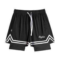 American lined fake two-piece three-point knee-length basketball shorts training sweatpants fitness equipment for men summer