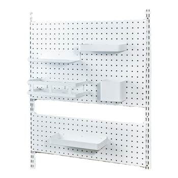 The hole plate can be detached and adjusted up and down to store debris