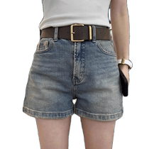 Retro denim shorts for women 2024 new summer thin high-waisted loose and versatile small A-line wide-leg hot pants