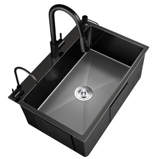 Stainless steel black nano sink large single-slot hand-thickened kitchen under-counter basin washbasin washbasin set 304