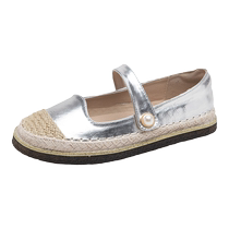 Daphne Silver Shoes Womens 2024 New Summer Flat Braided Mary Jane Sandals Slip-on Fisherman Shoes Women