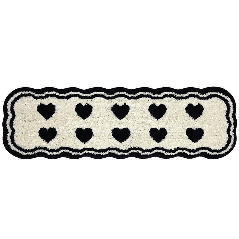 Cream style carpet bedroom bedside blanket high-end room carpet master bedroom strip ins floor mat black and white foot mat