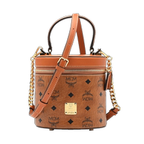 (Self-operated) MCM womens visetos printed small cylindrical bucket bag shoulder crossbody handbag