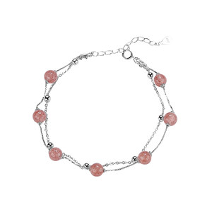 Moonstone strawberry crystal bracelet women's bracelet bracelet light luxury niche exquisite beaded bracelet double layer hand jewelry