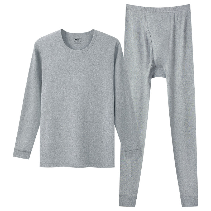 Three-gun pure cotton ribbed skin-friendly elastic round neck men's underwear