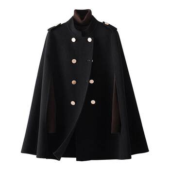 Reversible cashmere wool regular cape