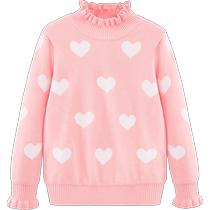 Girls sweaters childrens knitted sweaters spring and autumn fashionable big childrens girls pure cotton autumn and winter pullovers and velvet thick bottoming shirts