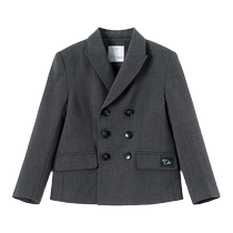 ELLEkids childrens clothing wool blended college style jacket for boys and girls spring and autumn double-breasted gentlemans gold label suit