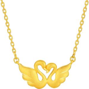 周大生正品黄金项链套链足金计价天鹅吊坠锁骨链生日礼物送女友