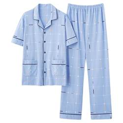 Antarctic 2024 new men's pajamas pure cotton summer short-sleeved trousers pure cotton spring and autumn thin style can be worn outside home clothes