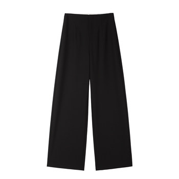 ສີດໍາ tencel acetate straight suit pants ຂອງແມ່ຍິງພາກຮຽນ spring ແລະດູໃບໄມ້ລົ່ນໃຫມ່ casual banana scimitar pants ແອວສູງ drape ກາງເກງຂາກວ້າງ