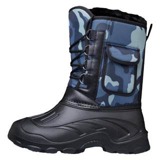 户外冬季男士雪地靴中筒靴防水防滑棉靴加厚加绒钓鱼鞋保暖靴冰钓