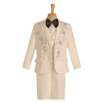 Childrens suit suit 2024 new boy dress white handsome catwalk host piano performance suit summer