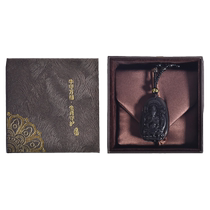 Niushoushan Cultural and Creative Niu Shou Wanfu Zodiac Guardian Buddha Necklace Obsidian Pendant Pendant Necklace Nanjing Souvenir