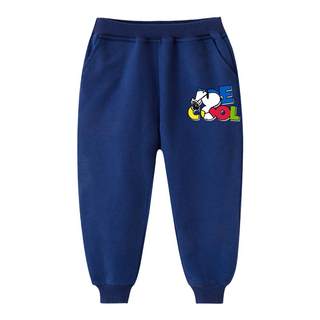 史努比男孩裤子秋季卫裤新款男童运动裤宽松版儿童加绒长裤春秋款