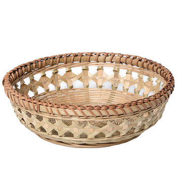 Bamboo woven fruit basket rattan mouth with base hand woven