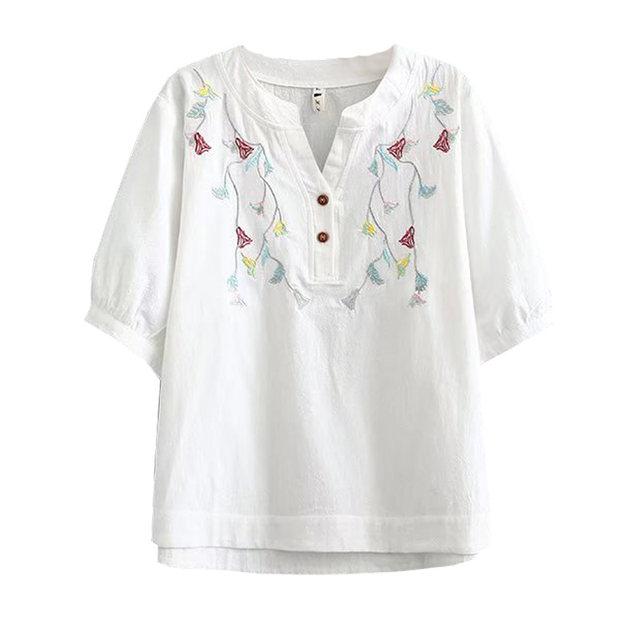 Lantern sleeves shirt summer clothes middle-aged and elderly women's T-shirts