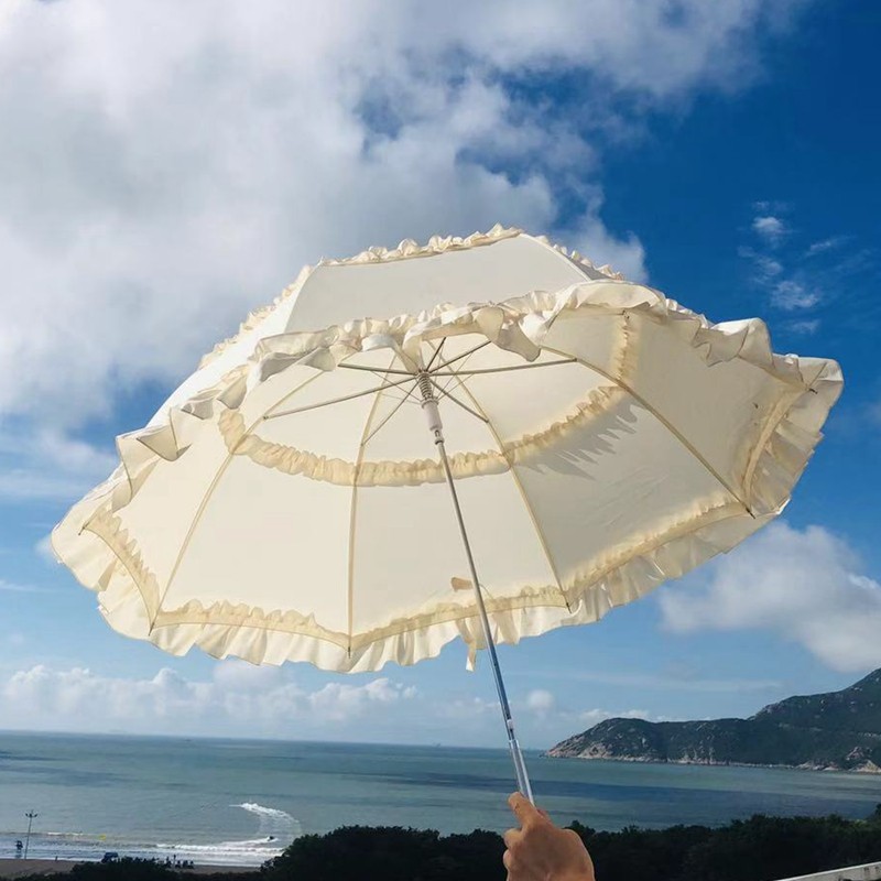 Girlish and fresh double-lace long-handled umbrella, rain umbrella, sun umbrella, sunshade umbrella, creative umbrella, Lolita dress umbrella