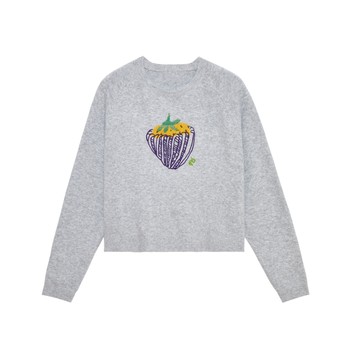 Spring knitwear birds and new wine crew neck