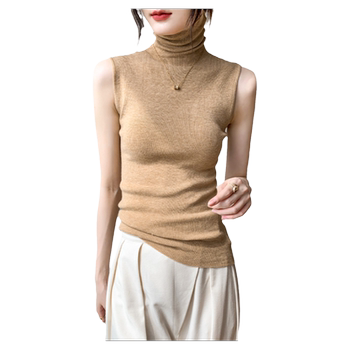 Wool sleeveless vest sweater turtleneck base layer