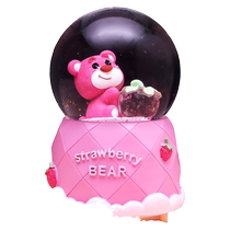 Lanterns snowflakes rotating cartoon cute strawberry bear glass crystal ball music box childrens birthday gifts for men and women