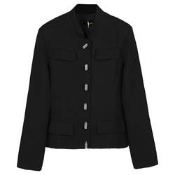 HAVVA2024 Spring Stand Collar Small Suit French Top Temperament Short Black Suit Jacket Women W39850