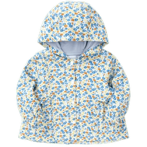 Balabala Baby Jacket Autumn Girls Tops Baby Clothes Printed Hooded Fashionable Sweet Literary and Comfortable