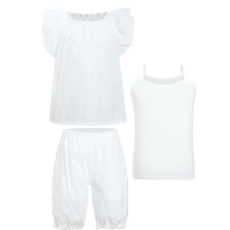 Adore Childrens 23 new summer product princess style girls category A short-sleeved suspenders five-quarter pants cotton three-piece suit