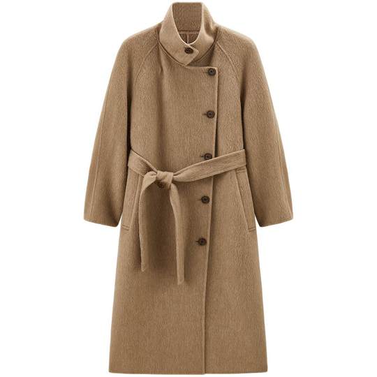 【张婧仪同款】太平鸟大师系列羊驼毛双面呢大衣冬款A1AAE4383