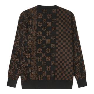 CNC男装奥莱男士老花毛衣轻奢复古柔软长袖套头薄针织衫