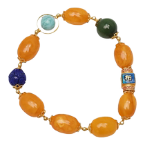 Potala Palace beeswax and field jade sea pattern stone multi-treasure bracelet womens beaded date-shaped beaded amber bracelet