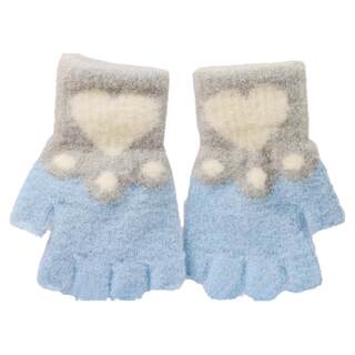 5可爱儿童露半指手套冬季保暖男女宝宝防冻针织毛线12岁户外防寒