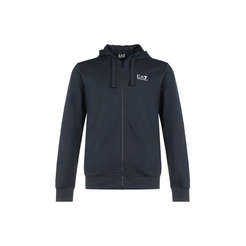 EMPORIO ARMANI/阿玛尼 EA7 纯色logo拉链连帽卫衣 春秋 男款 夜