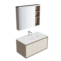 Jomoo Bathroom Modern Simple Milk Tea Style Bathroom Cabinet Combination Bathroom Washbasin Stone Slab Seamless Ceramic Basin