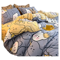 ins four-six-piece quilt set bed sheet duvet cover single college student bedding dormitory cotton 2957