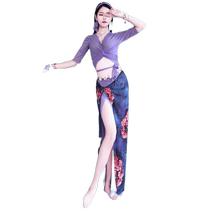 Belly dance new 2024 practice clothes intercolor printed strap hip scarf set oriental dance dance costume practice