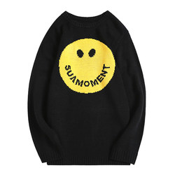 SuaMoment scratched smiley sweater sweater ວ່າງກາງ-ຍາວຂອງຜູ້ຊາຍແລະແມ່ຍິງດູໃບໄມ້ລົ່ນແລະລະດູຫນາວ tops ຍີ່ຫໍ້ຄົນອັບເດດ: ແຫ່ງຊາດ