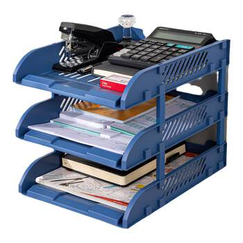 Deli file frame three-layer plastic detachable file frame a4 data storage box desktop office organization classification file disk bookshelf office supplies wholesale