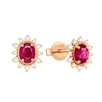 Zhou Dafu ENZO Snow flower series 18K gold ruby diamond earnail female EZV8493 gift